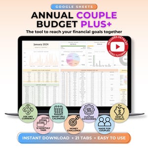 Couple Budget Google Sheet Annual Budget Template Debt Payoff Tracker Bill Calendar Money Challenge Income Tracker Savings Planner for Two