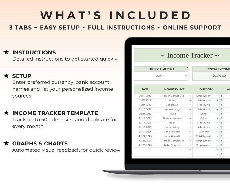Income Tracker Spreadsheet Deposit Tracker Database Income Management