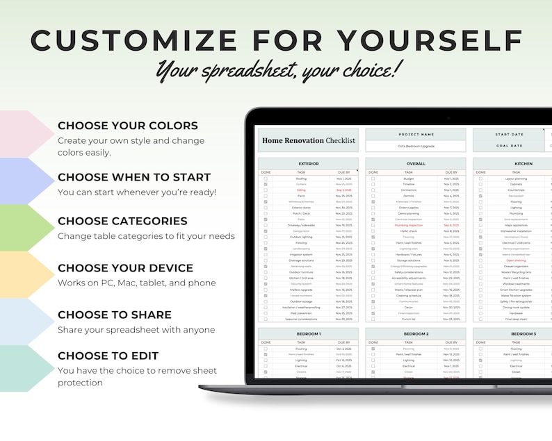 Home Renovation Checklist Google Sheet Home Renovation Planner ...