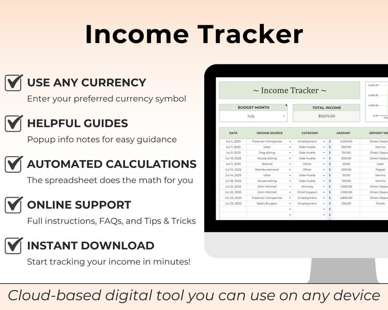 Income Tracker Spreadsheet Deposit Tracker Database Income Management ...