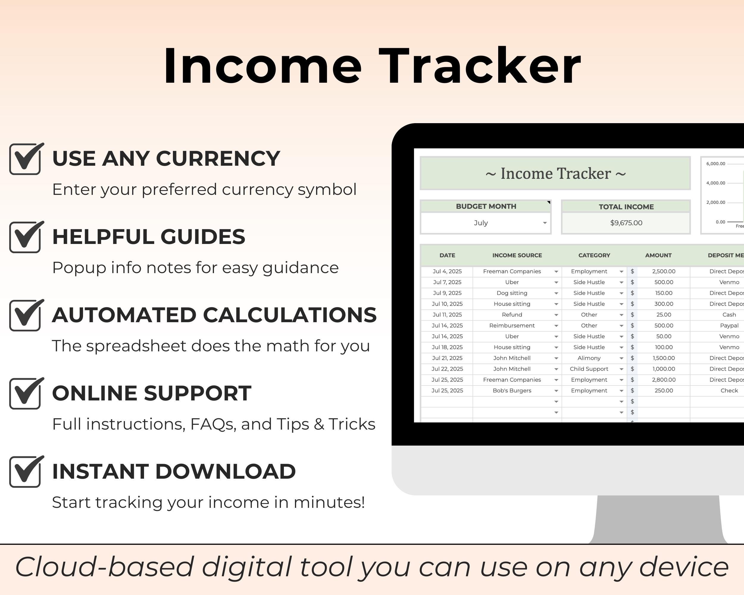 Income Tracker Spreadsheet Deposit Tracker Database Income Management ...