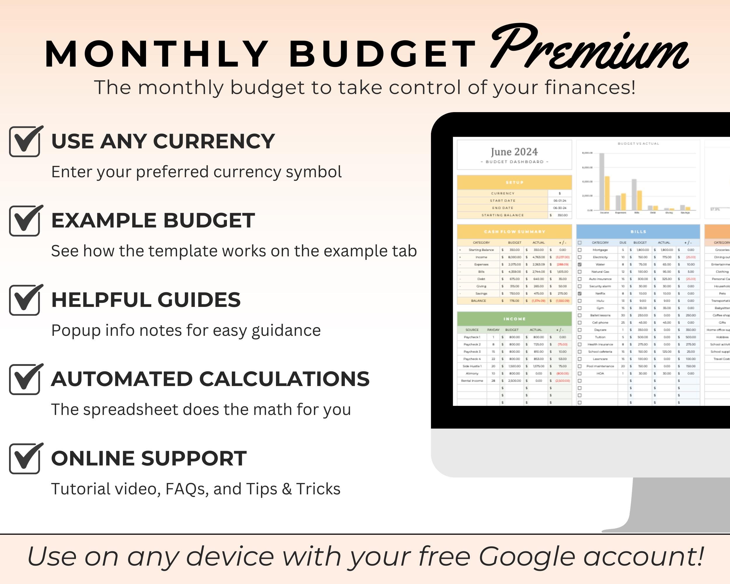 Budget Planner Google Sheets Monthly Budget Spreadsheet Google Sheet ...