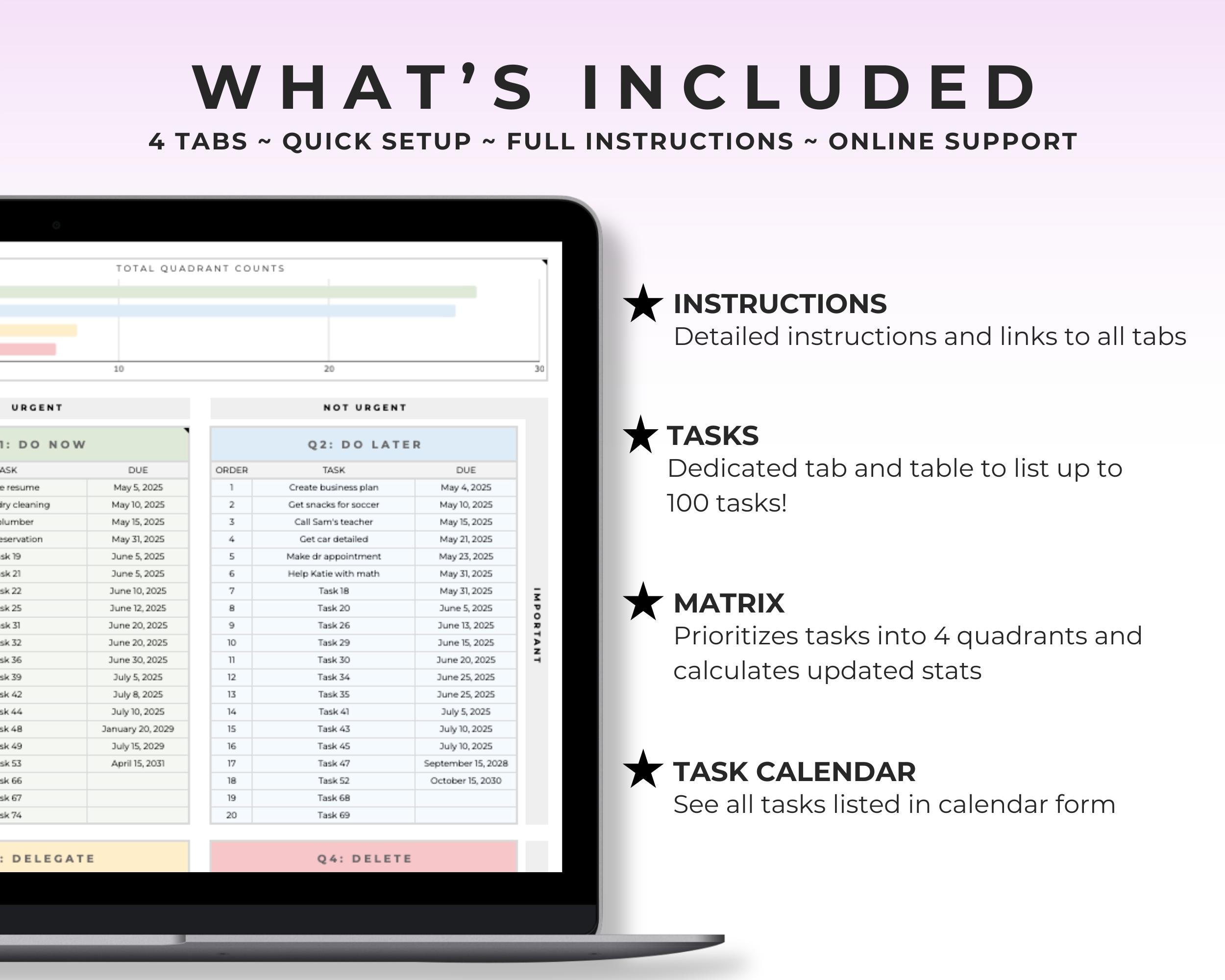 Eisenhower Matrix Task Tracker Google Sheet Template Task Manager ...