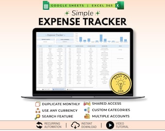 Expense Tracker Spreadsheet: Simple Monthly Spending Log Excel & Google Sheets