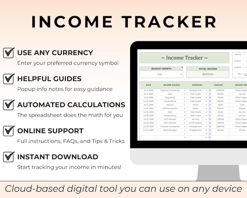 Income Tracker Spreadsheet Deposit Tracker Database Income Management ...
