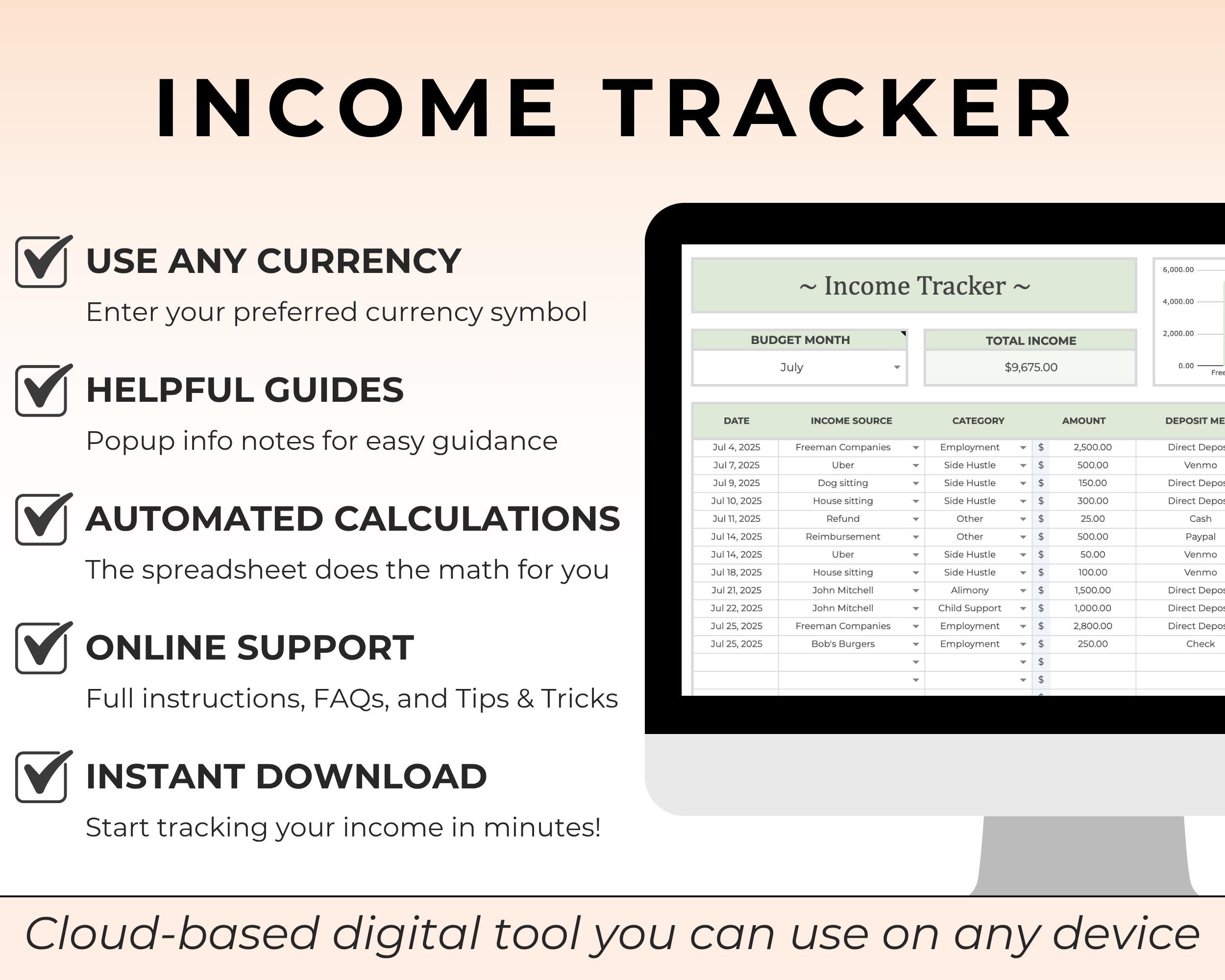 Income Tracker Spreadsheet Deposit Tracker Database Income Management ...