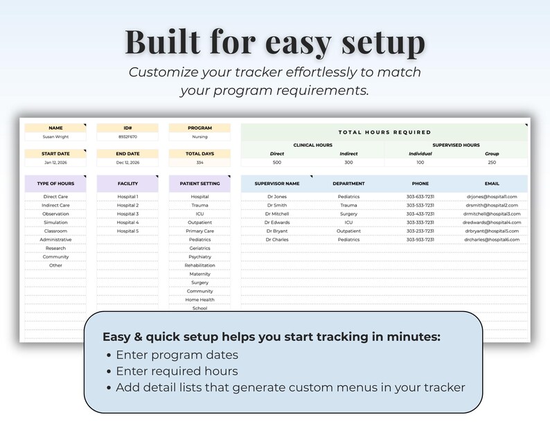 Clinical Hours Tracker Supervision Log Licensure Template LCSW LPC Therapists Counselors Nurses Social Work Internship Tracker Google Sheets image 4