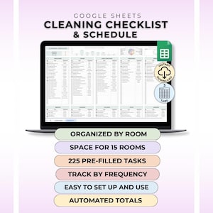 Elenco di controllo per la pulizia Foglio di controllo Google Pulizia della casa per stanza Programma di pulizia della casa Elenco di controllo per la pulizia della casa Elenco di pulizia per la manutenzione della casa