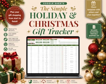 Christmas Gift Tracker Spreadsheet Google Sheets Holiday Gift Planner Christmas Budget Tracker Holiday Shopping List Christmas Gift List