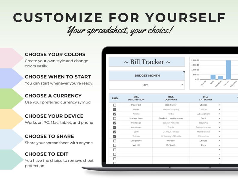 Checkbook Register Bill Tracker Google Sheets Template Budget Finance ...