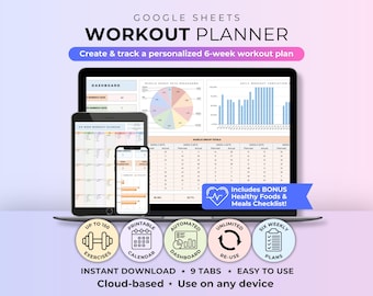 Workout Planner Google Sheet 2026 Workout Calendar Digital Exercise Tracker Fitness Tracker Spreadsheet Gym Checklist Weightlift Training