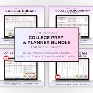 College Planner Bundle Spreadsheet Budget Planner for College Student Application Tracker College Prep Scholarship Tracker Dorm Essentials