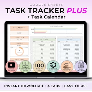 Eisenhower Matrix Task Tracker Google Sheet Template Task Manager Priority Matrix Time Management Tool Productivity To Do List Brain Dump