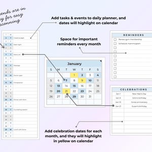 Year At A Glance Monthly Life Planner Year Planning Sheets Template Monthly Plan 12 Month Minimal Digital Planner Simple 5 Year Planner image 5