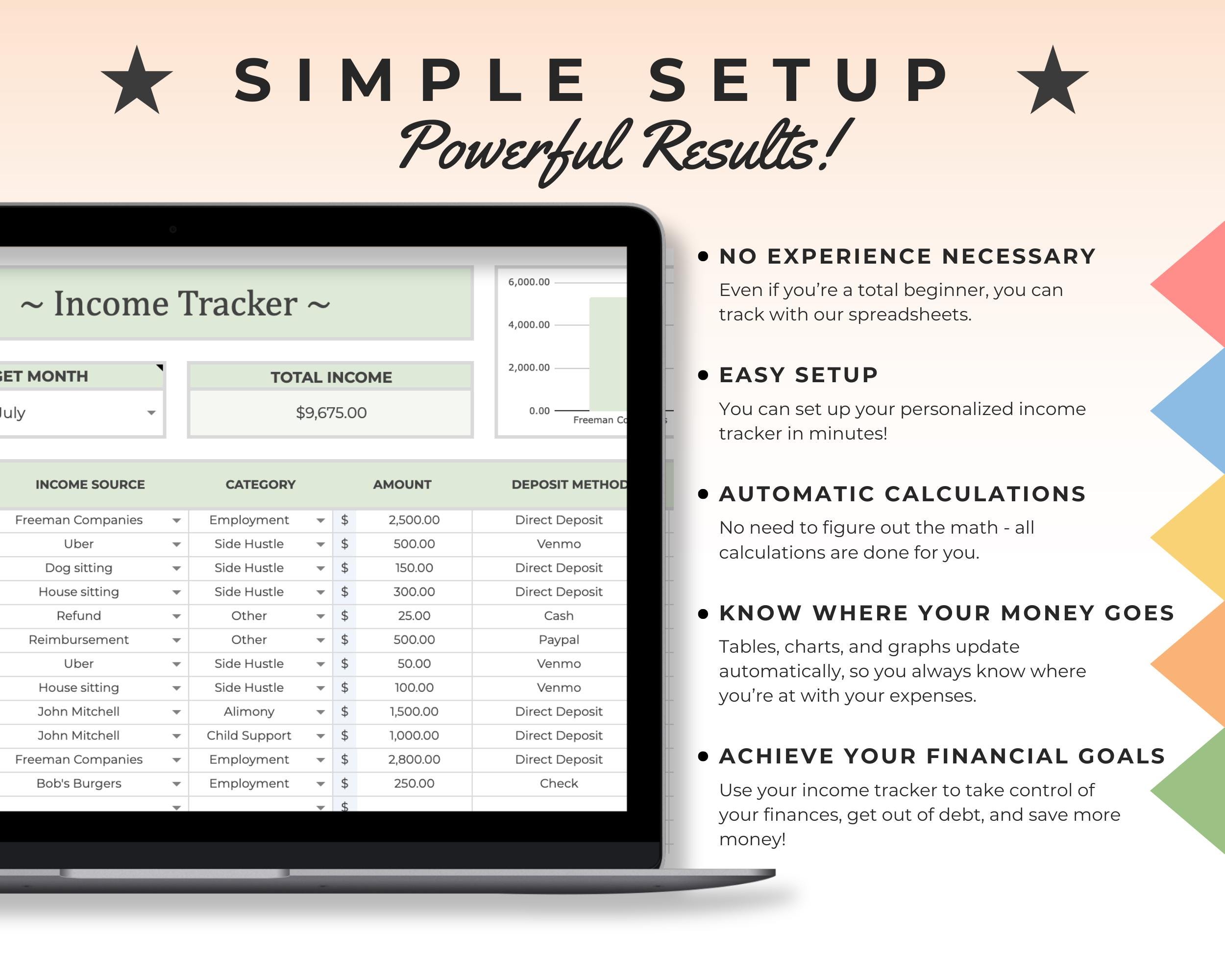 Income Tracker Spreadsheet Deposit Tracker Database Income Management ...
