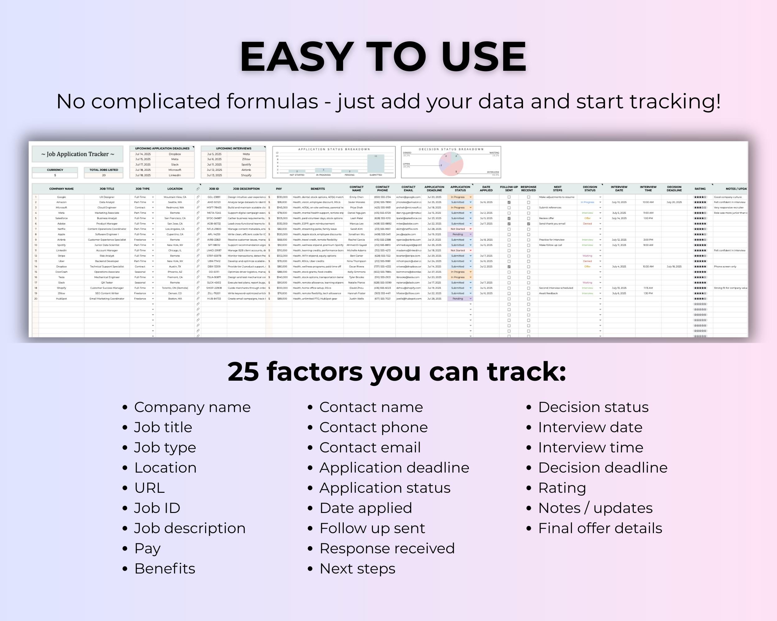 Job Search Log Graph Job Application Tracker Career Planner Template Job Search Log Job ...