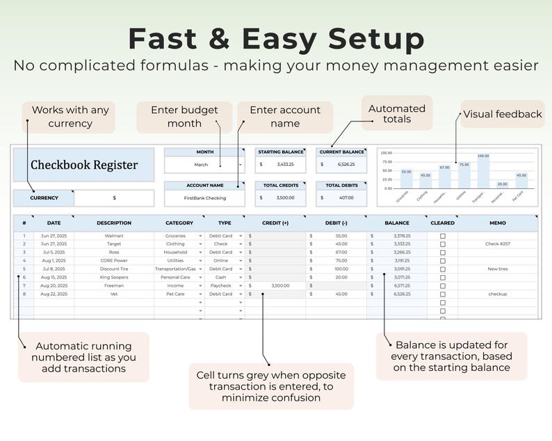 Register Tracker Tracker Checkbook Register Bill Tracker Google Sheets Template Budget Finance ...