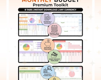 Planificateur budgétaire Google Sheets Feuille de calcul budgétaire mensuel Google Sheets Suivi des factures Chèque de paie Budget Suivi du remboursement de la dette