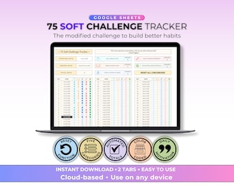 75 Soft Challenge Spreadsheet Planner Google Sheets Template Health & Fitness Goals Daily Habit Tracker (Digital Download)