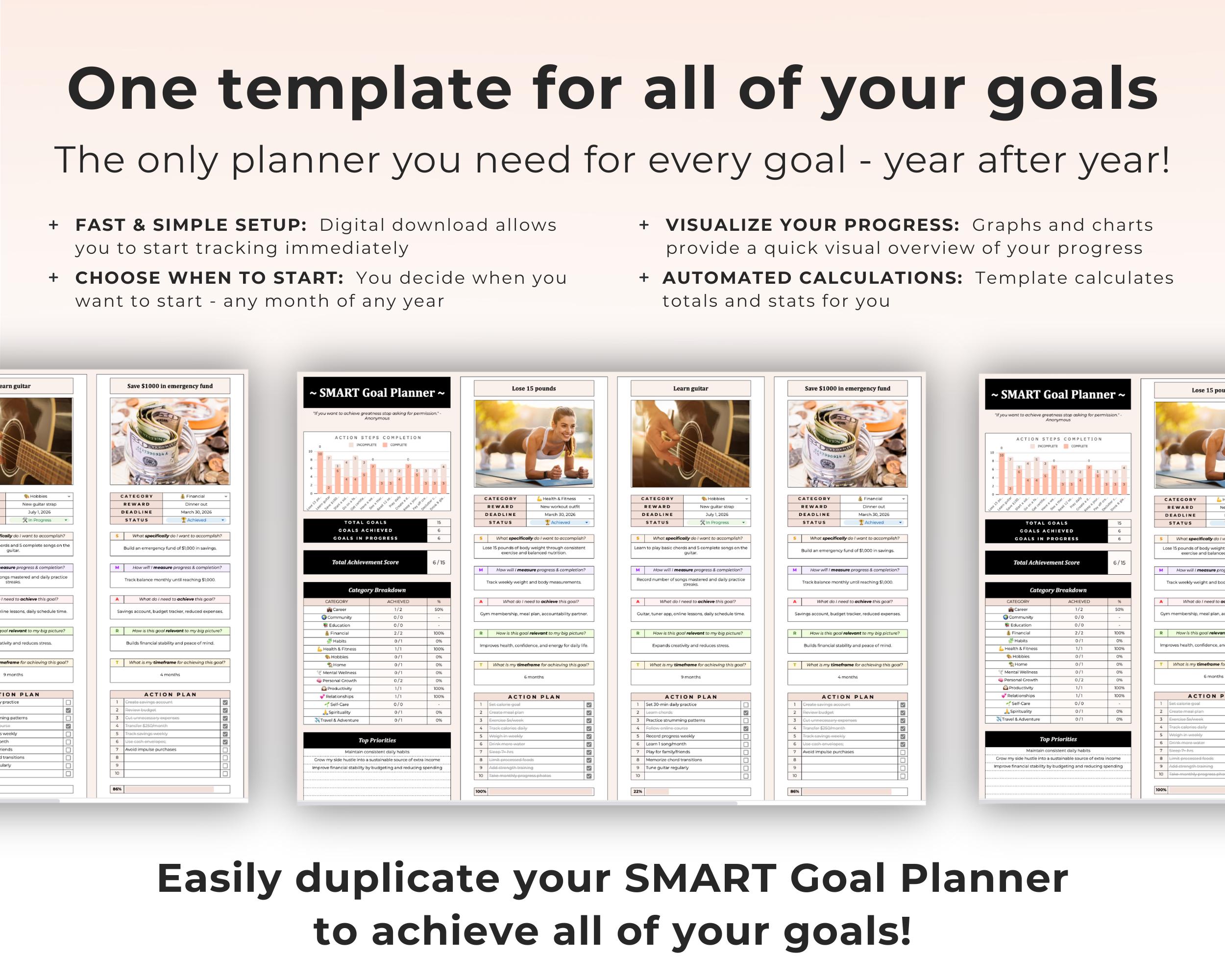 2026 New Year Resolution Google Sheet Goal Tracker Spreadsheet Yearly ...