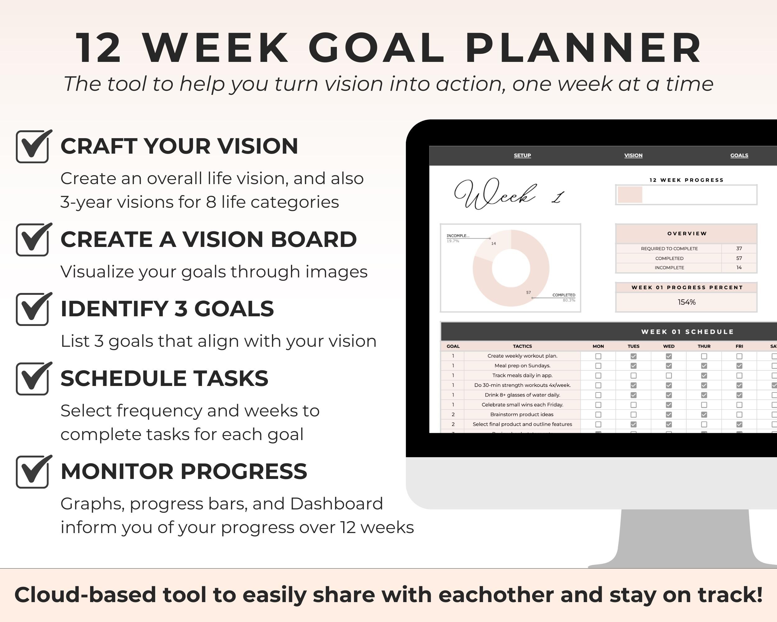 12 Week Goals Examples 12 Week Goal Planner Google Sheet 12 Week Year 2026 Goal Planning ...