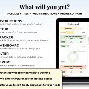 Clinical Hours Tracker Supervision Log Licensure Template LCSW LPC Therapists Counselors Nurses Social Work Internship Tracker Google Sheets image 3