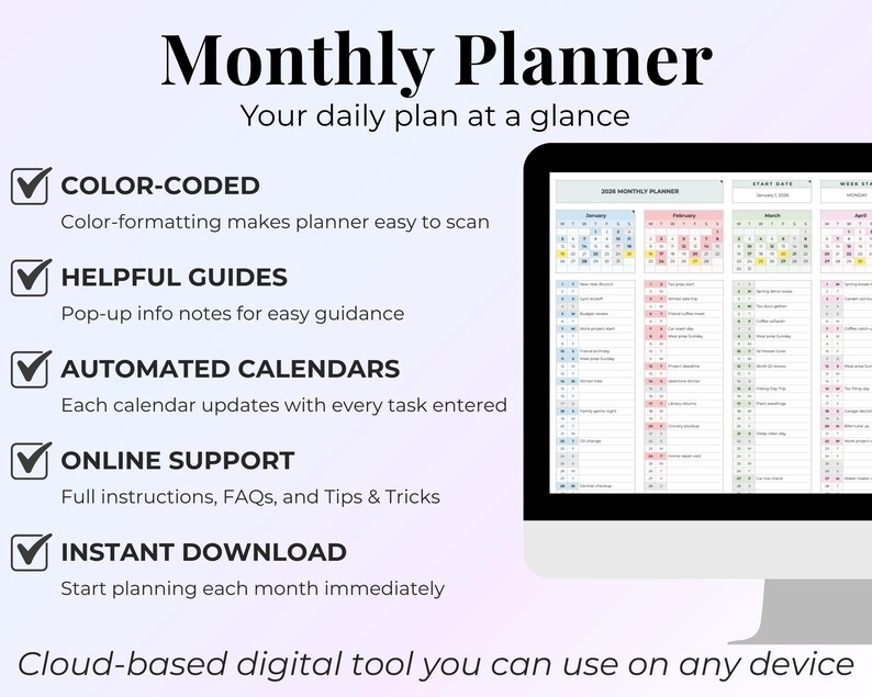 Year At A Glance Monthly Life Planner Year Planning Sheets Template Monthly Plan 12 Month Minimal Digital Planner Simple 5 Year Planner image 2