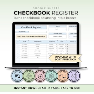 Checkbook Register for Google Sheets Budget Digital Check Balancing Book Banking Spreadsheet Ledger Bank Tracker Bank Account Reconciliation