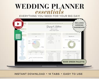 Wedding Planner Google Sheet Digital Wedding Planning Spreadsheet Budget Checklist Guest List Vendor Tracker Timeline Organizer Gift Tracker