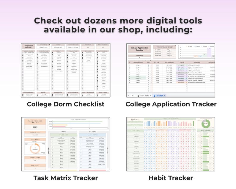 大学奨学金トラッカー Google Sheet 大学計画スプレッドシートテンプレート 大学準備締め切りトラッカー Excel 大学プランナー 画像 12