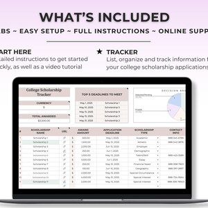 大学奨学金トラッカー Google Sheet 大学計画スプレッドシートテンプレート 大学準備締め切りトラッカー Excel 大学プランナー 画像 3