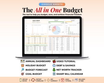 Ultimate Ongoing All-in-One Budget Spreadsheet, ADHD-friendly Google Sheets Template, Bills, Savings, Debt and Loan Tracker, Bill Calendar