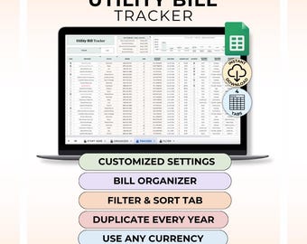Utility Bill Tracker Google Sheet Utilities Tracker Dashboard Utility Electric Bill Editable Utilities Saver and Energy Log Bill Organizer