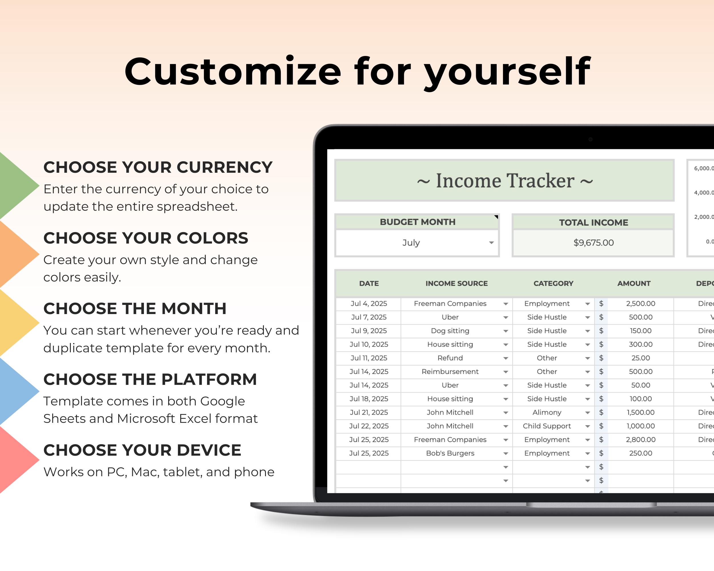 Income Tracker Spreadsheet Deposit Tracker Database Income Management ...