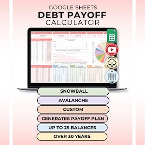 Debt Payoff Calculator Google Sheet Debt Snowball Calculator Spreadsheet Debt Avalanche Credit Card Payoff Bill Tracker Student Loan Tracker