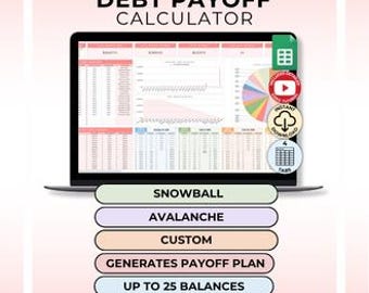 Debt Payoff Calculator Google Sheet Debt Snowball Calculator Spreadsheet Debt Avalanche Credit Card Payoff Bill Tracker Student Loan Tracker