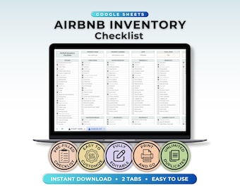 Plantilla de lista de verificación de inventario de Airbnb Hojas de cálculo de Google Lista de hojas de cálculo de alquileres vacacionales Lista de verificación de administración de propiedades Hoja de cálculo de propiedades de alquiler