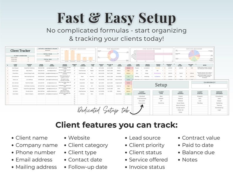 Client Tracker Google Sheet Template Freelance Tracker CRM Lead Tracking Small Business Client Management Spreadsheet Business Planner List image 3