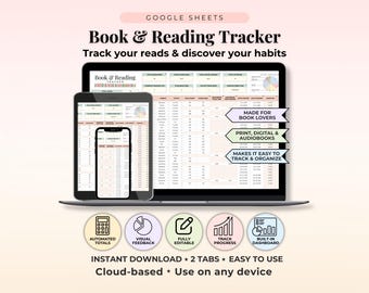 Book and Reading Tracker Spreadsheet Google Sheet Reading Journal Spreadsheet Reading Log To be Read Digital Tracker Library Inventory Log