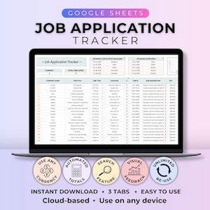 Seguimiento de solicitudes de empleo Plantilla de planificación de carrera Registro de búsqueda de empleo Seguimiento de empleo Hoja de cálculo de Google Seguimiento de ofertas de trabajo Hoja de planificación de búsqueda de empleo ideal