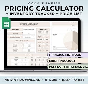 Product Pricing Calculator Spreadsheet Google Sheet Small Business Pricing Template Profit Margin Pricing Worksheet Etsy Inventory Tracker