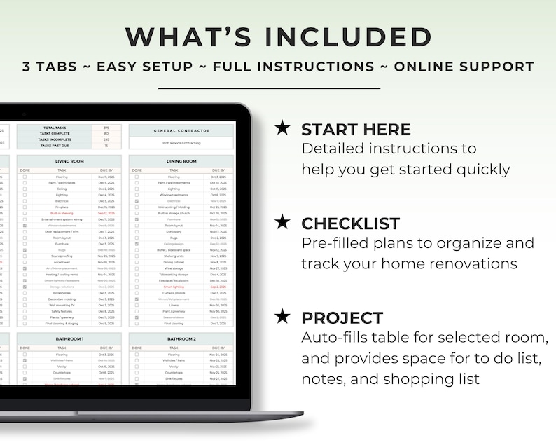 Home Renovation Checklist Google Sheet Home Renovation Planner ...