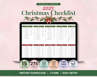 Christmas Checklist Google Sheet Christmas Tracker Spreadsheet Holiday Planner Digital Christmas To Do List Xmas Check List Template Sheet