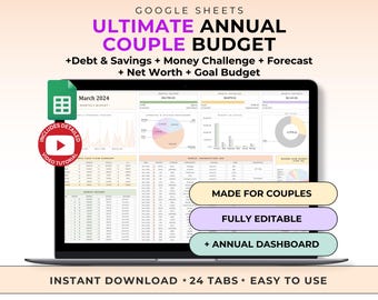 Couple Budget Tracker Google Sheet Money Tracker Budget Template Bill Calendar and Payment Tracker Savings Goal List Expense Log Debt Payoff