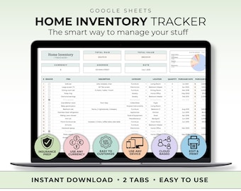 Home Inventory Tracker Template Google Sheet Home Management Emergency Prep Room Inventory Household Tracker Estate Planning Inventory Log