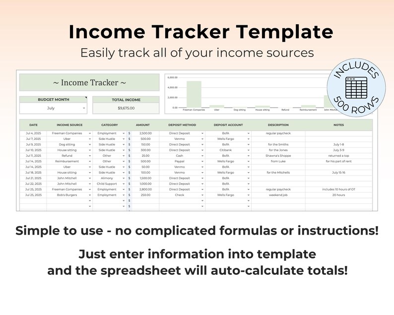 Income Tracker Spreadsheet Deposit Tracker Database Income Management ...