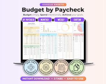 'Gehaltsbudget Tabelle 'Gehaltsbudget's Planer: Wöchentlicher, zweiwöchentlicher, monatlicher & Gehaltsbudget (Digitaler Download)