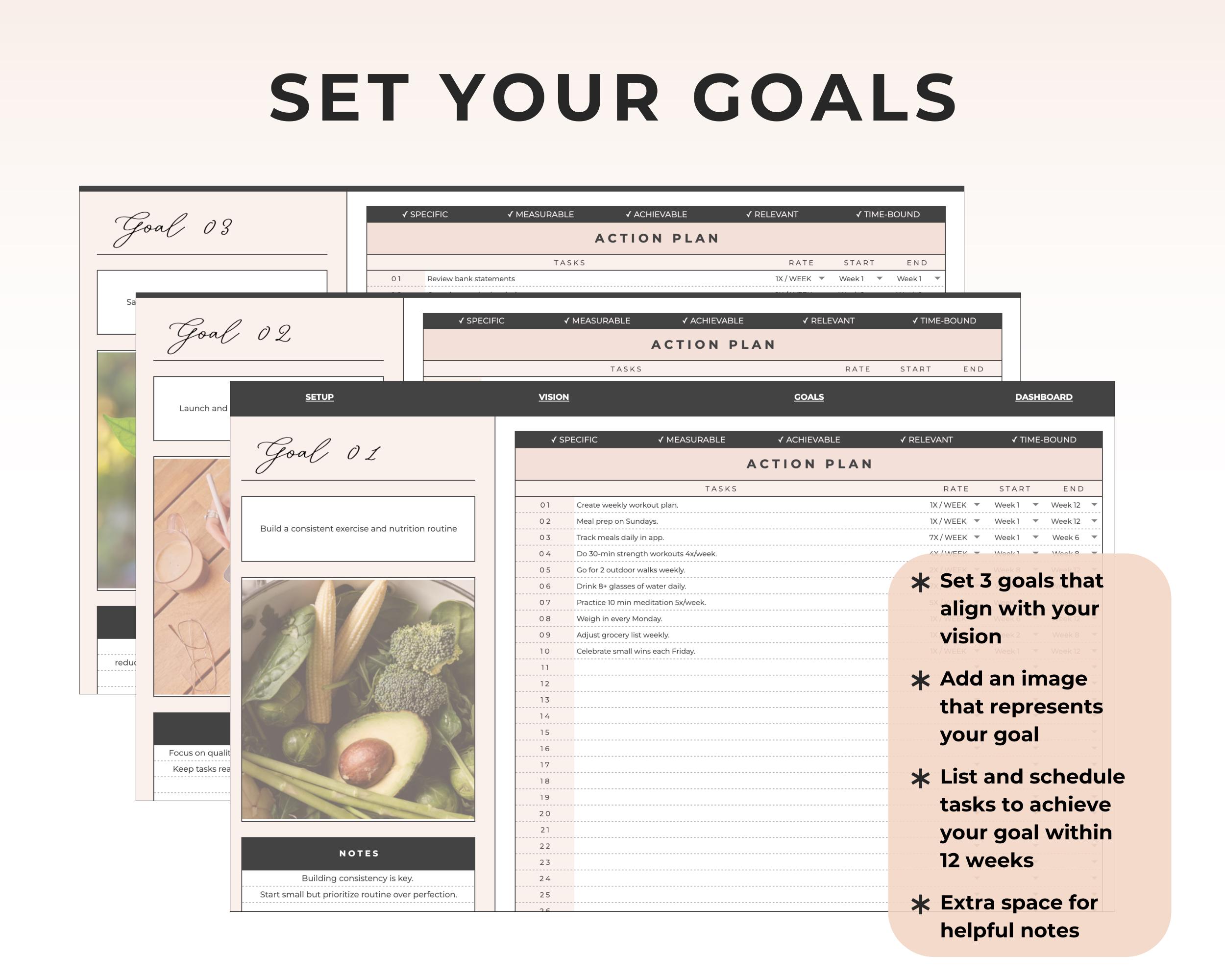 12 Week Goals Examples 12 Week Goal Planner Google Sheet 12 Week Year 2026 Goal Planning ...