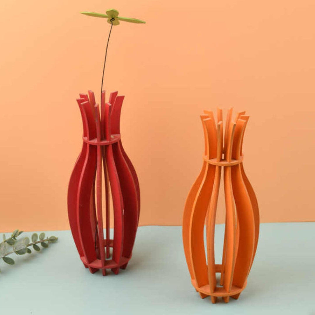 Modern Wooden Flower Vase Decorations Tall Wooden Vase for Etsy