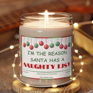 Kerstkaars ondeugende lijst kaars Humoristische kerstkaars Hilarische geurkaars Funny Gag cadeau Komisch cadeau Grappige kaars Grappige kerstkaars